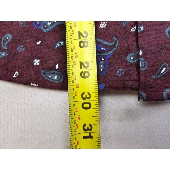 Ben Sherman Size Large Mens Burgundy Paisley Button Down Long Sleeve Logo Shirt - Picture 10 of 12